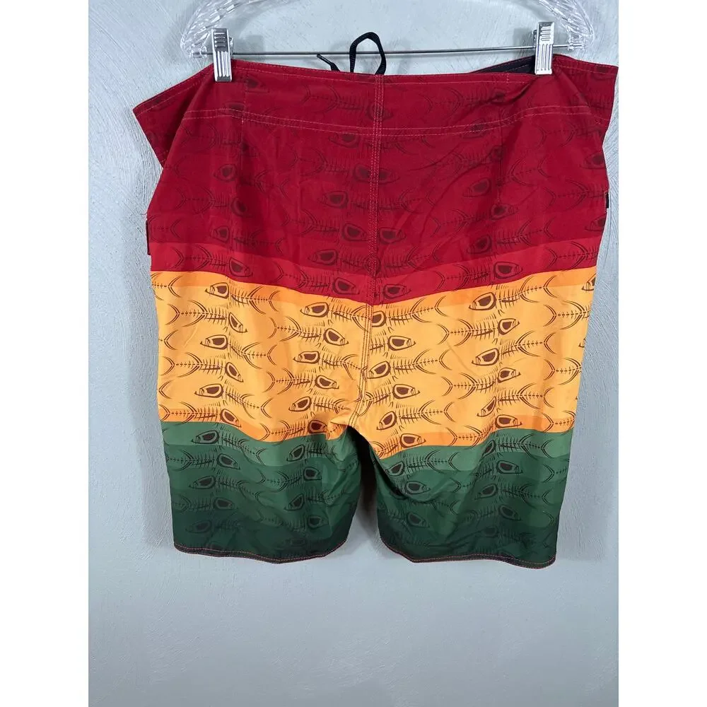 Tormenter Board Shorts Men Size 42 Multicolor Animal Print Fishbone Reggae Beach